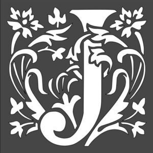 Stencil Large Letter J with Patterns Design, Plastic Reusable
