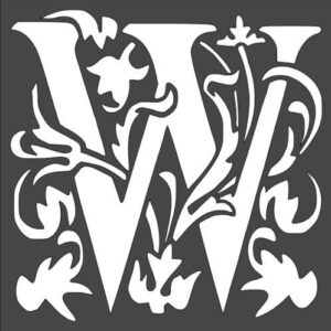 Stencil Large Letter W with Patterns, Plastic Reusable