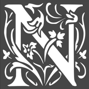 Stencil Large Letter N with Patterns, Plastic Reusable