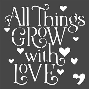 Stencil Grow Love Heart, Plastic Reusable