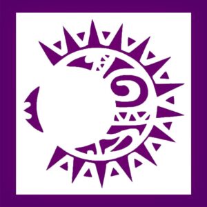 Totem Moon Sun Pattern Stencil for Painting, Reusable Plastic, , Ideal for Crafts and Home Decor