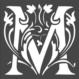 Stencil Large Letter M with Patterns Design, Plastic Reusable