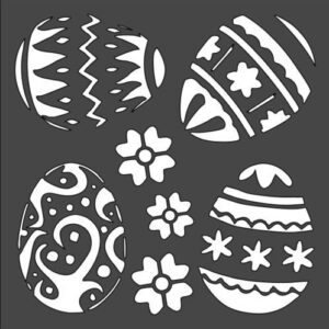 Stencil Easter Eggs Flowers Pattern, Plastic Reusable