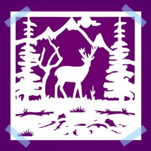 Deer in Forest Stencil for Painting – , Reusable Mylar Plastic, Ideal for Wood, Walls, Fabric & DIY Crafts