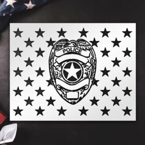 Police Badge & 50 Star Flag Stencil Template - Reusable - Multi-Surface Use for Wall Painting, Wood, Glass - Ideal for Scrapbooking, Graffiti, Arts & Crafts, DIY Projects