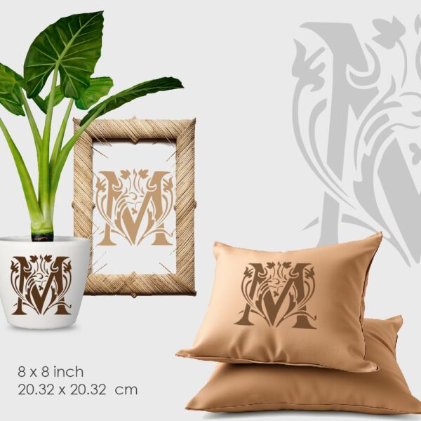 Floral Monogram “M” Stencil – Reusable Decorative Alphabet Template for Painting on Wood, Paper, Fabric, Walls, Signs & DIY Personalized Crafts - Image 2