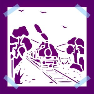 Train Railway Stencil for Painting, Reusable Plastic, , Ideal for Crafts and Home Decor