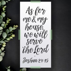 Bible Verse Stencil – “As for Me & My House” Joshua 24:15 – Reusable Scripture Template for DIY Wood Signs, Christian Wall Art, and Faith-Based Home Decor