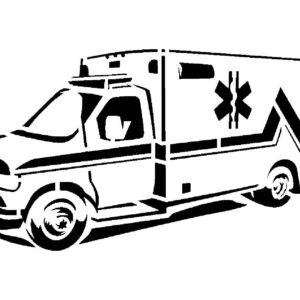Generic Ambulance EMT EMS Medical Truck Van Stencil, Reusable Plastic Template, 8.5x11 Inch, Durable for Educational and Community Health Projects, White