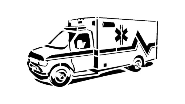 Generic Ambulance EMT EMS Medical Truck Van Stencil, Reusable Plastic Template, 8.5x11 Inch, Durable for Educational and Community Health Projects, White
