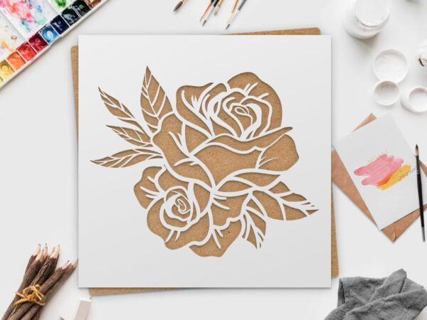 Rose Stencil | DIY Stencils for Artistic Projects | Floral Design | Flower Stencil