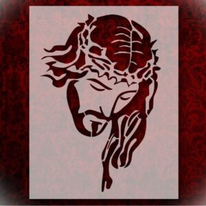Stencil Jesus Christ Crown Thorns 8.5" x 11" Reusable Sturdy Flexible Clear Plastic Stencils Arts and Crafts Material Scrapbooking for Airbrush Painting Drawing L