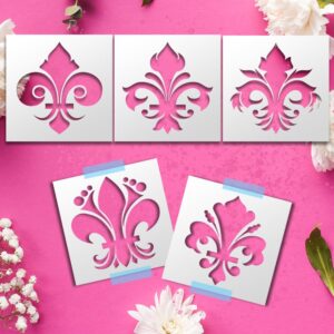 Fleur De Lis Stencil 5 Set - Saints Logo Stencils for Elegant Home Decor - Large and Small Sizes - Reusable Stencils for Painting on Various Surfaces