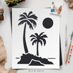 Palm Trees Stencil - Reusable Template for Painting on Walls, Wood, DIY Arts and Crafts Projects - LIONX