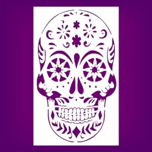 Skull Pattern Stencil – Plastic Reusable Template for DIY Painting, Airbrushing, Wood Burning & Crafts