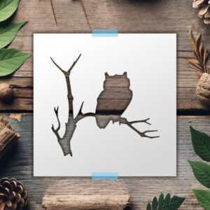 Owl in Tree Reusable Mylar Stencil - Creative Ventures - DIY Art Crafts Wall Stencils DIYStencils Decorative Templates Reusable Stencils for Crafts Art Drawing Painting Supplies