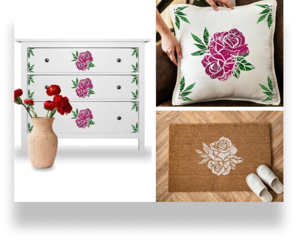 Rose Stencil | DIY Stencils for Artistic Projects | Floral Design | Flower Stencil - Image 5