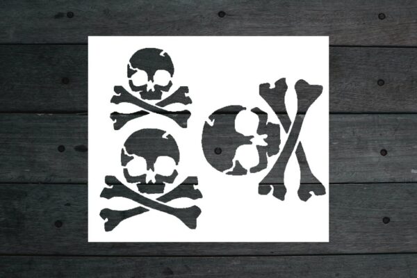 Reusable Sturdy Stencil Set - Skull Crossbones 3", 2.5", 2" - DIY Supplies for Art, Drawing, Painting, Scrapbooking, Airbrushing, Decorating Rooms - Clear Plastic