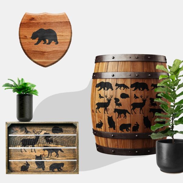 Wild Animals Stencil – Bear, Owl & Fox – Reusable Stencil for Painting on Walls, Wood, Glass & DIY Crafts - Image 2