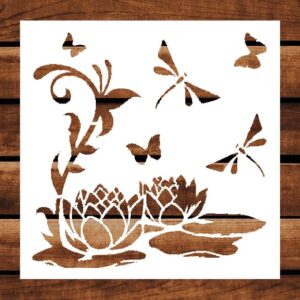Transform Your DIY Art with The Beauty of Nature - Butterfly, Dragonfly, and Lily Pad Stencil, for Creative Flourish