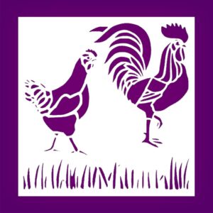 Rooster & Hen Stencil – Reusable Plastic Farm Animal Template for DIY Crafts, Painting, Rustic Decor & Scrapbooking