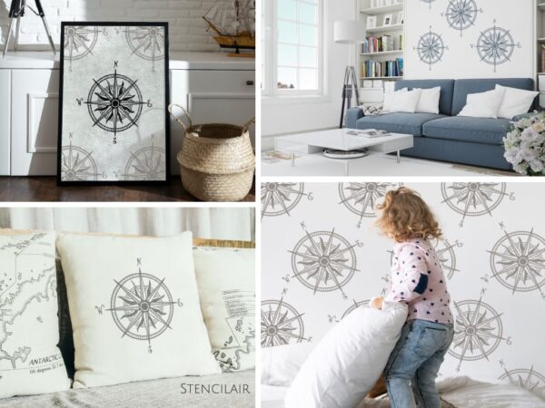 Nautical Compass Rose Stencil 12-Inch - Reusable DIY Crafts, Laser-Cut Mylar for Wall Decor, Signs & More - Image 4