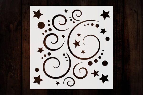 Stars and Swirls Logo Stencil Arts and Crafts Material Scrapbooking for Airbrush Painting Drawing and More Reusable Stencil STENCILAIR