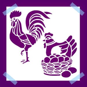 Chicken Egg Rooster Stencil for Painting – , Reusable Mylar Plastic, Ideal for Farmhouse Decor, Wood, Walls & DIY Crafts