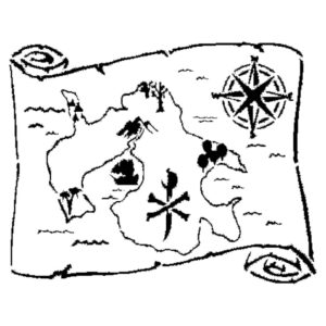 Generic Treasure Map Stencil, Reusable Plastic Template, 8x10 Inch, Durable for Pirate-Themed Crafts and Decor, White