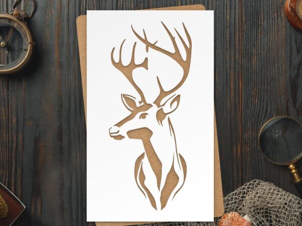 Deer Head Stencil – Reusable Antler Silhouette Template for Painting on Wood, Canvas, Walls, and Rustic DIY Craft Projects