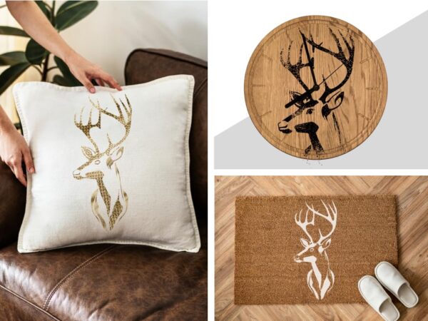 Deer Head Stencil – Reusable Antler Silhouette Template for Painting on Wood, Canvas, Walls, and Rustic DIY Craft Projects - Image 6