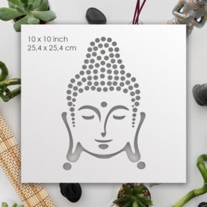 Buddha Face Stencil – Reusable Zen-Inspired Template for Painting on Wood, Canvas, Walls, Fabric, and Meditation or Yoga Décor