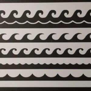 STENCILAIR Reusable Ocean Waves Pattern Stencil 11"" x 8.5"" - Custom, Tiled Multiple Wave Design for Coastal Crafts