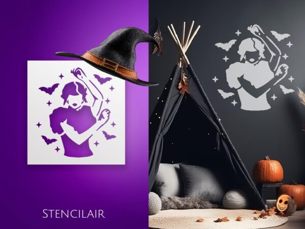 Halloween Stencil Kit (8-Pack) – Wednesday-Inspired Reusable Stencils for DIY Crafts, Wall Decor, Wooden Signs, Rock Painting – Large & Small Templates for Spooky Home and Party Decorations - Image 6