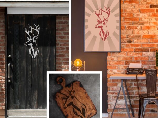 Deer Head Stencil – Reusable Antler Silhouette Template for Painting on Wood, Canvas, Walls, and Rustic DIY Craft Projects - Image 3