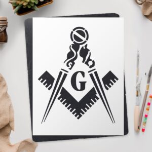 Masonic Freemason Mason Square and Compass Stencil Template Reusable for Painting on Walls, Wood, Glass, Scrapbooking, Arts and Crafts LIONX
