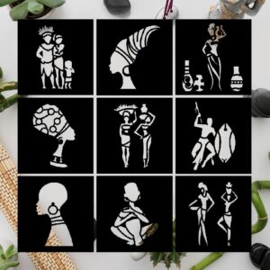 African Tribal Stencils for Painting on Wood, 9 Pieces , Canvas, Paper, Fabric, Walls and Furniture, African Stencil, Home Décor, Reusable DIY Art and Craft STENCILAIR