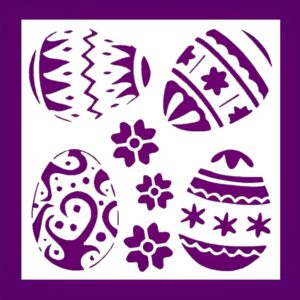 Easter Eggs & Flowers Stencil – Plastic Reusable Template for DIY Painting, Crafts, Card Making & Home Decor