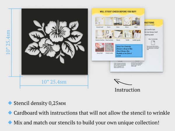 Hibiscus Flowers Stencil for Painting on Wood, Canvas, Paper, Fabric, Walls and Furniture , Wildflower Stencil, Stencils Home Décor, Reusable DIY Art and Craft Stencils - Image 7