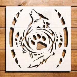 Wolf Paw of The Wolf Abstract Pattern Stencil for Painting – Plastic Reusable 5.5" L x 5.5" W