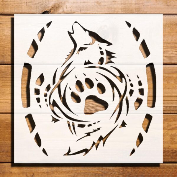 Wolf Paw of The Wolf Abstract Pattern Stencil for Painting – Plastic Reusable 5.5" L x 5.5" W