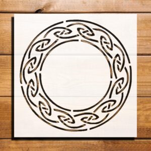 Celtic Ring Design Stencil for Painting, Plastic Reusable 5.5x5.5 inch – Perfect for DIY Crafts, Home Decor, and Artistic Projects
