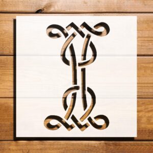 Celtic Initial I Design Stencil for Painting, Plastic Reusable 5.5" L x 5.5" W – Perfect for Personalization, DIY Crafts, and Creative Projects