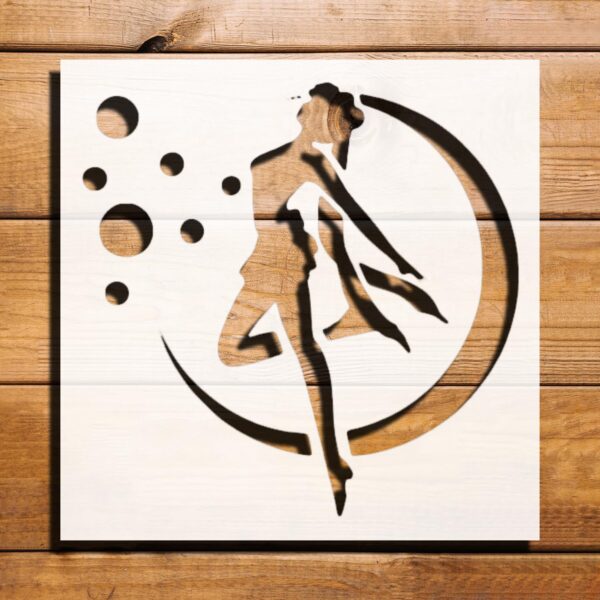 Moon Girl Stencil for Paint - Reusable Plastic 5.5"x5.5" - Perfect for Crafts, Home Décor and DIY Projects