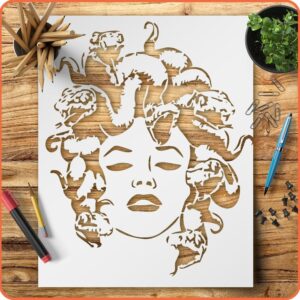 Medusa Stencil for Painting – Reusable Plastic Template for DIY Art, Wall Decoration, Scrapbooking and Craft Projects
