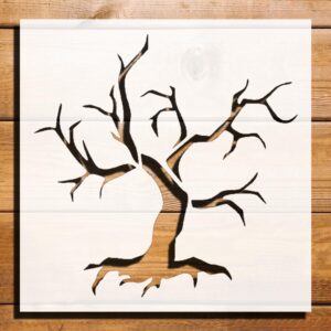 Old Dead Tree Without Leaves Stencil for Painting, Plastic Reusable 5.5" L x 5.5" W