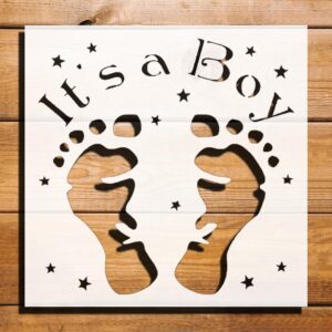 It's A Boy Stencil for Painting, Plastic Reusable 5.5" L x 5.5" W – Ideal for Baby Shower Crafts, DIY Projects, and Nursery Decor