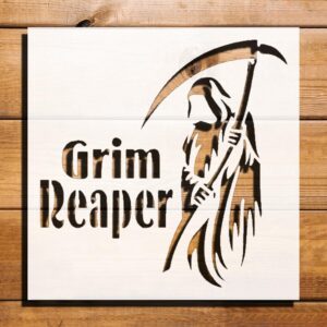 Grim Reaper Stencil for Painting – Plastic Reusable 5.5" L x 5.5" W