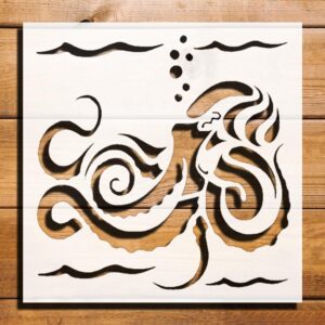 Octopus Sea Stencil for Painting – Plastic Reusable 5.5" L x 5.5" W
