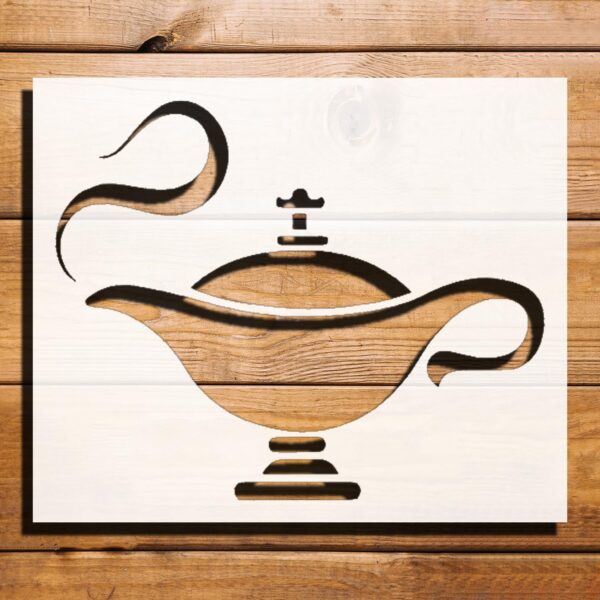 Magic Lamp Stencil for Painting, Plastic Reusable 6x4 inches – Ideal for Crafts, Home Decor, and Fantasy Projects